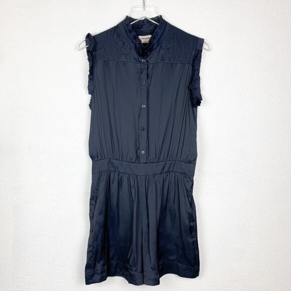 Zadig & Voltaire | Caosys Satin Sleeveless Romper Navy Blue - Picture 2 of 12